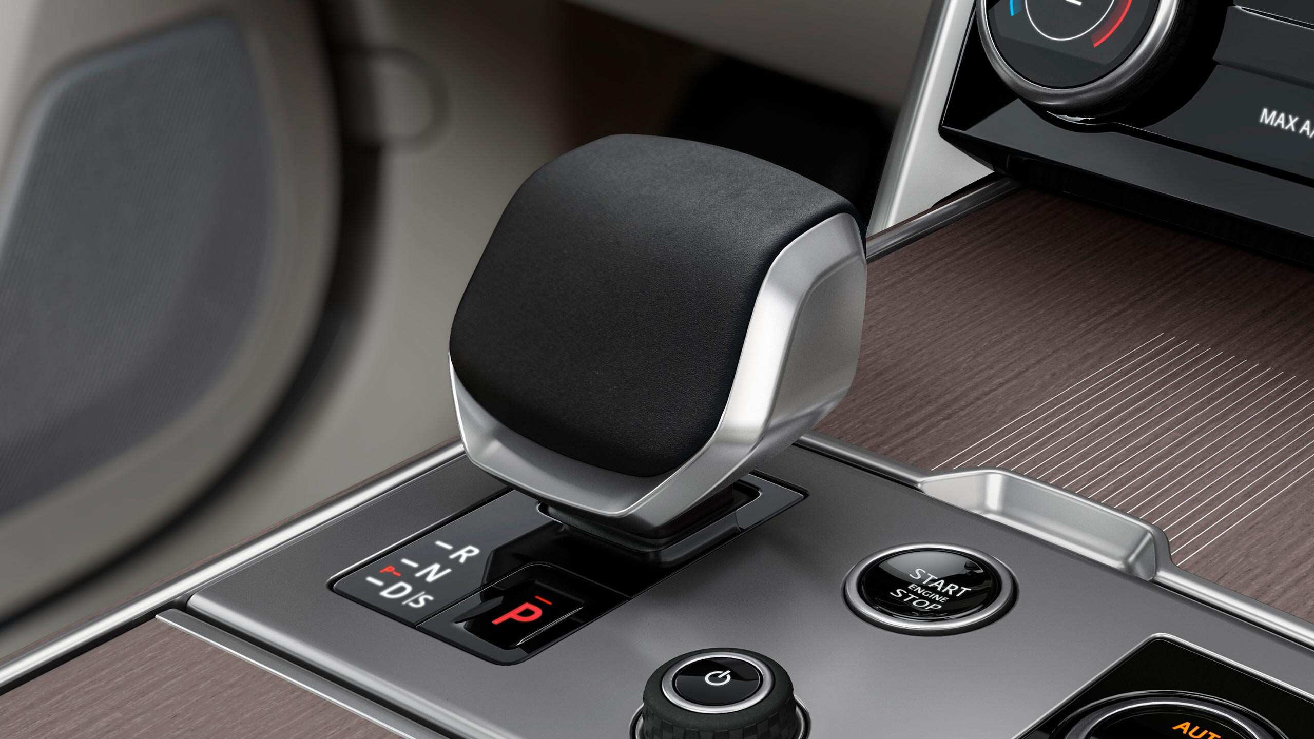 A shot of the gear selector inside the New Range Rover