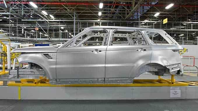 Range Rover Sport body on assembly line